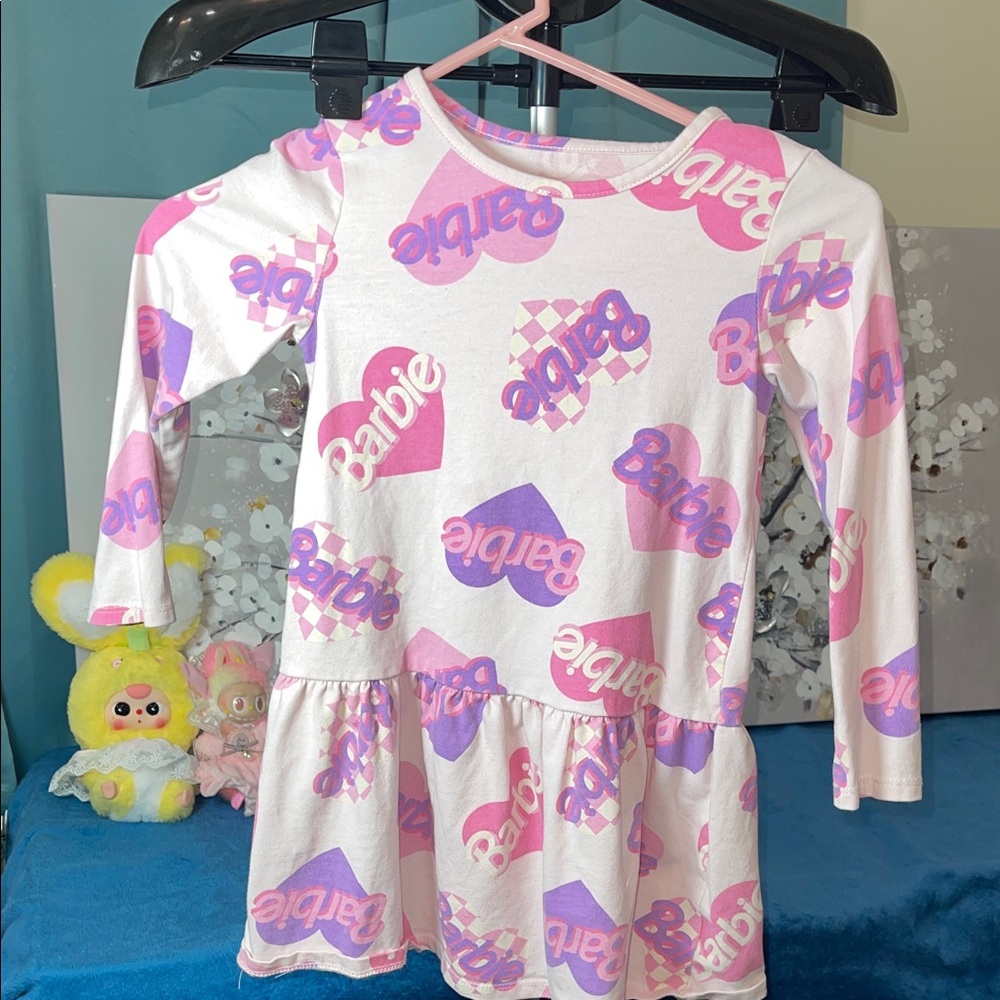 Barbie Pink Logo Print Girls dress Size 5t